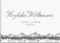 Willkommensschild Leinwand Bergliebe 70 x 50 cm Leinwand grau mit Gebirgspanorama für Berghochzeit