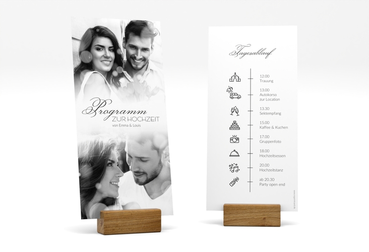 Tagesablauf Hochzeit Bokeh lange Karte hoch