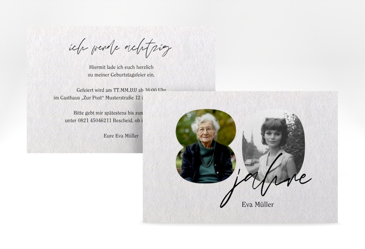 Einladung 80. Geburtstag Jahrzehnte A6 Karte quer