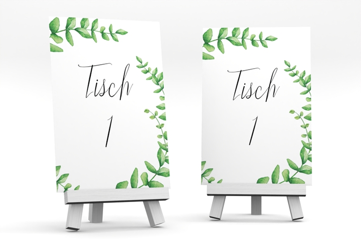 Tischnummer Hochzeit Botanic Tischaufsteller weiss