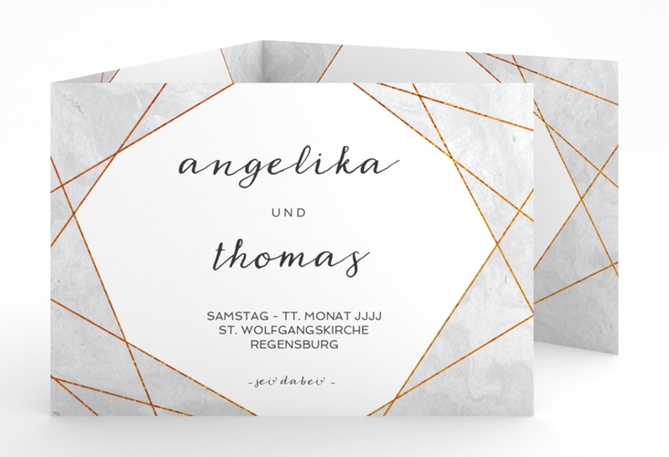 Hochzeitseinladung Asymmetry A6 Doppel-Klappkarte grau hochglanz