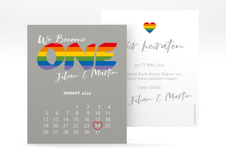 Save the Date-Kalenderblatt Pride Kalenderblatt-Karte bunt