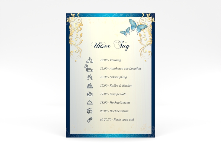 Tagesablauf Poster Hochzeit Toulouse 50 x 70 cm Poster blau