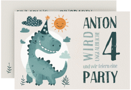 Klick: Details zu Einladungskarte Kindergeburtstag "Langhalsdino" anzeigen Einladungskarte Kindergeburtstag Langhalsdino A6 Karte quer