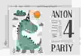 Einladungskarte Kindergeburtstag Langhalsdino A6 Karte quer