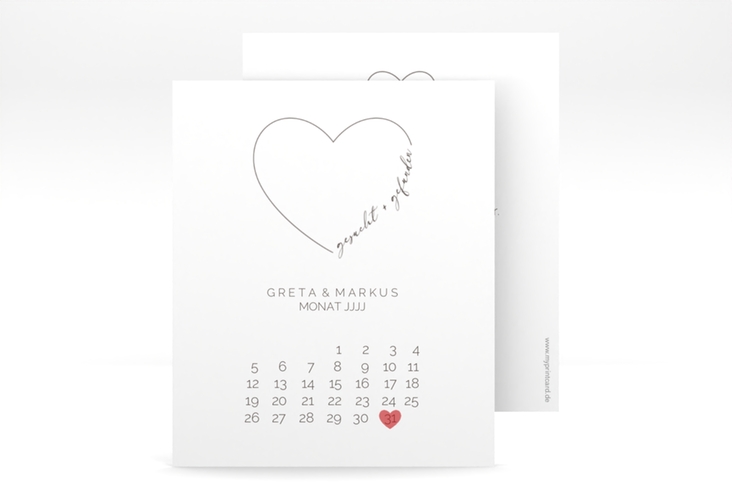Save the Date-Kalenderblatt Lebenstraum Kalenderblatt-Karte weiss