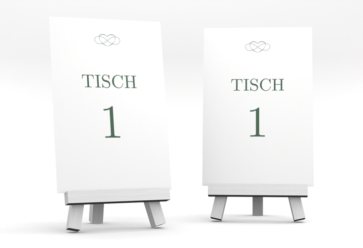Tischnummer Hochzeit Infinity Tischaufsteller gruen hochglanz