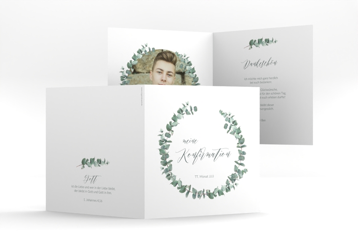 anksagung Konfirmation Sealed quadr. Klappkarte weiss