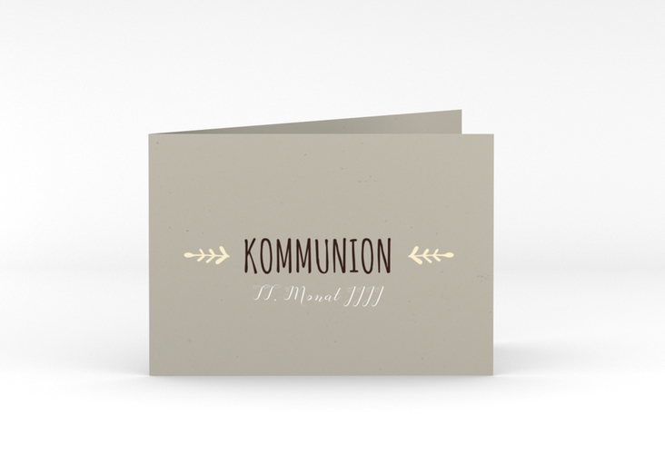 Kommunionseinladung Ramus A6 Klappkarte quer beige