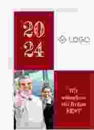 Business-Weihnachtskarte Partner A6 Karte hoch rot modern mit Firmenlogo