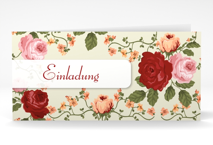 Einladung Geburtstag Rosemarie lange Klappkarte quer