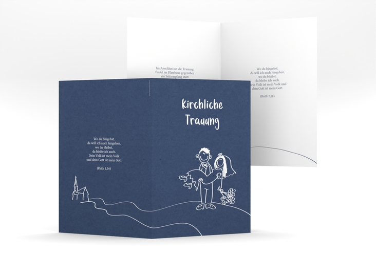 Kirchenheft Hochzeit Pisa A5 Klappkarte hoch blau