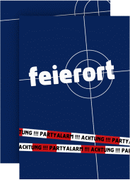 Einladung Geburtstag Feierort A6 Karte hoch blau