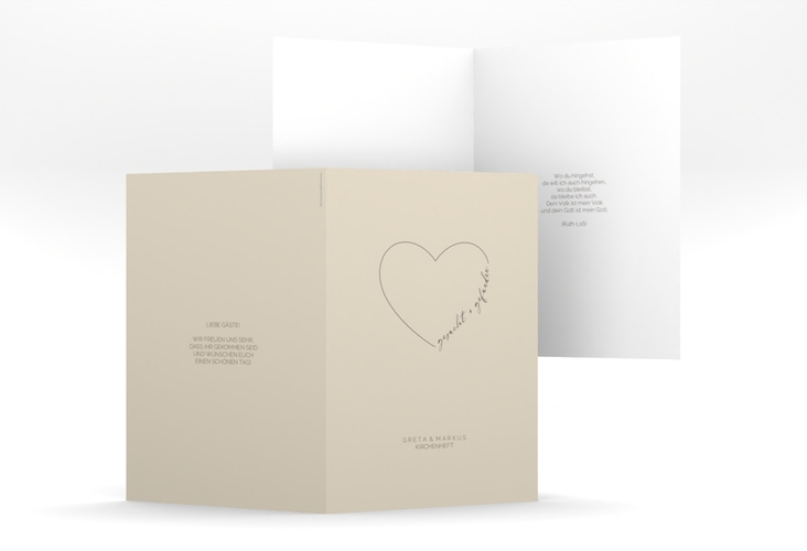 Kirchenheft Hochzeit Lebenstraum A5 Klappkarte hoch beige hochglanz
