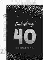Einladung 40. Geburtstag Glitzer A6 Karte hoch grau