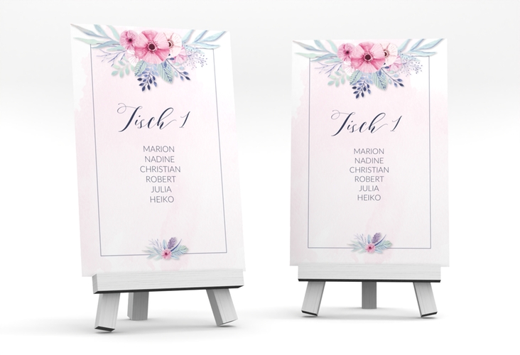 Tischaufsteller Hochzeit Surfinia Tischaufsteller rosa