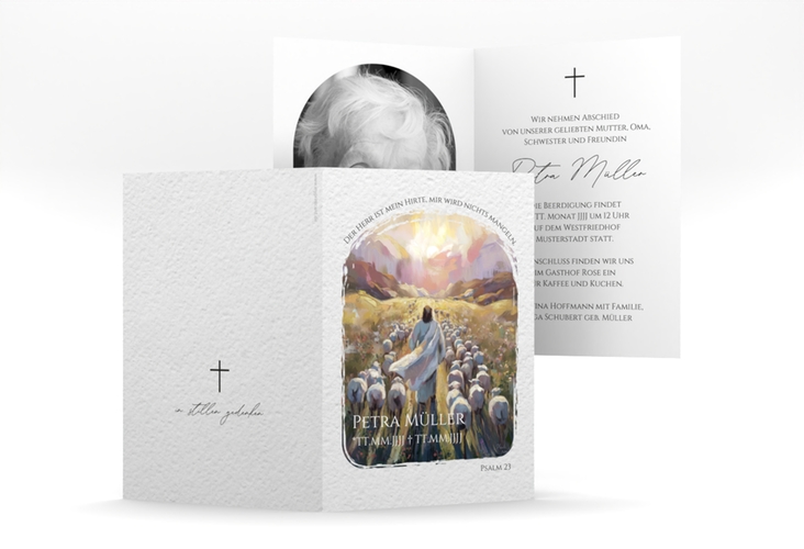 Trauerkarte Hirte A6 Klappkarte hoch