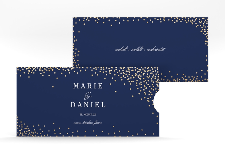 Hochzeitseinladung Glitter Einsteckkarte blau hochglanz