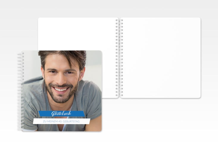Gästebuch Geburtstag Happy Ringbindung blau