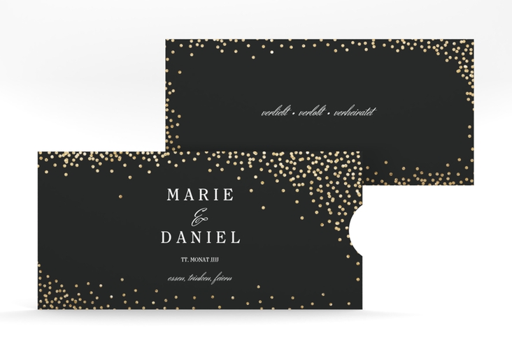 Hochzeitseinladung Glitter Einsteckkarte schwarz