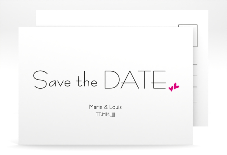 Save the Date-Postkarte Twohearts A6 Postkarte pink