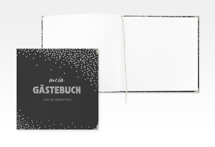 Gästebuch Selection Geburtstag Glitzer Leinen-Hardcover grau