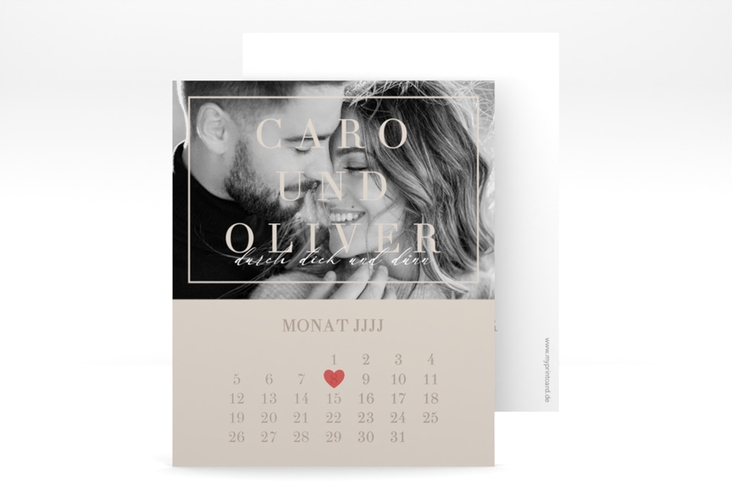 Save the Date-Kalenderblatt Moment Kalenderblatt-Karte beige
