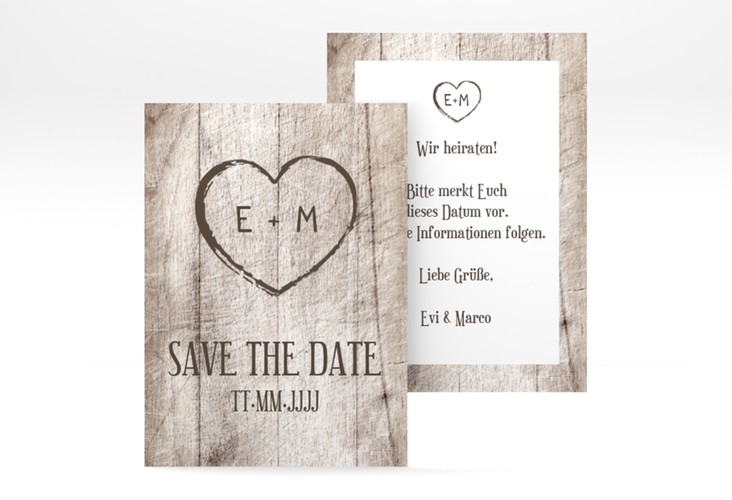 Save the Date-Visitenkarte Wood Visitenkarte hoch weiss