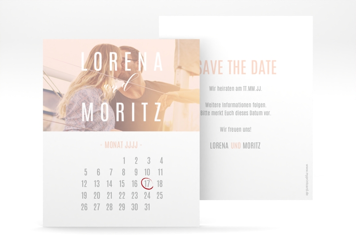 Save the Date-Kalenderblatt Memory Kalenderblatt-Karte rosa