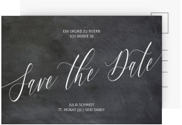 Save the Date-Postkarte Geburtstag Board A6 Postkarte schwarz veredelt