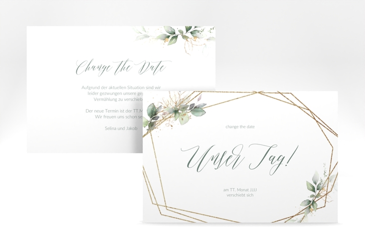 Change the Date-Karte Greenish A6 Karte quer gruen hochglanz