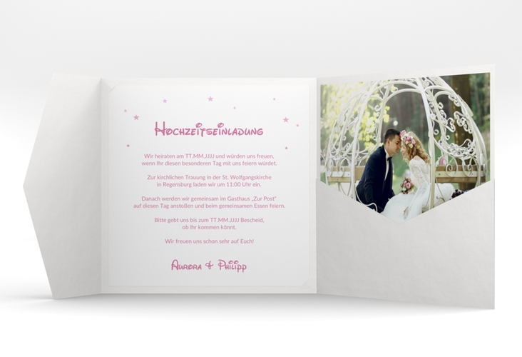 Hochzeitseinladung Castle Pocketfold rosa