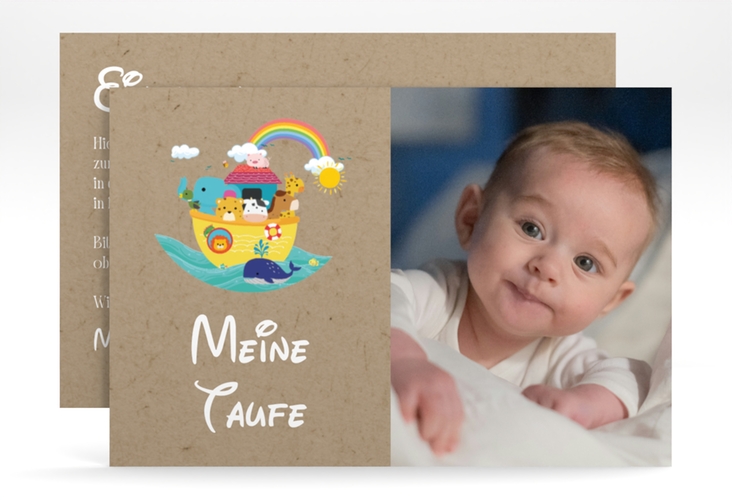 Taufeinladung Bunte Arche A6 Karte quer
