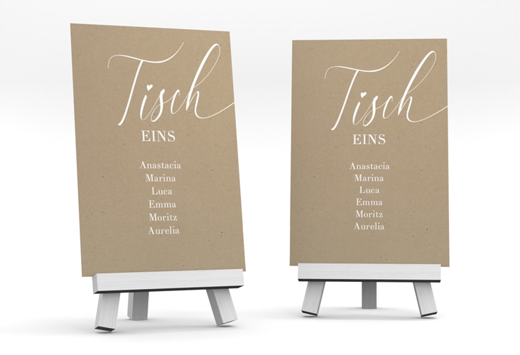Tischaufsteller Hochzeit Kalligrafie Tischaufsteller Kraftpapier