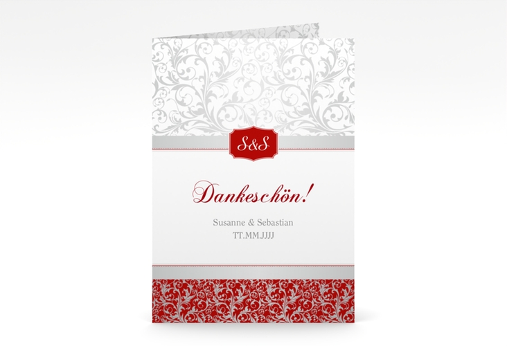 Danksagungskarte Hochzeit Latina A6 Klappkarte hoch rot hochglanz