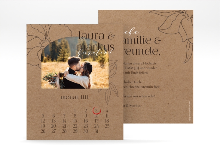 Save the Date-Kalenderblatt Alpenblume Kalenderblatt-Karte hochglanz