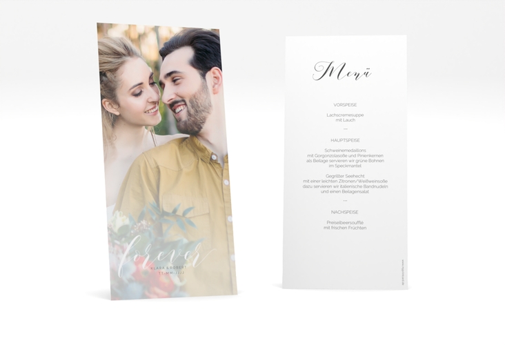 Menükarte Hochzeit Promise lange Karte hoch