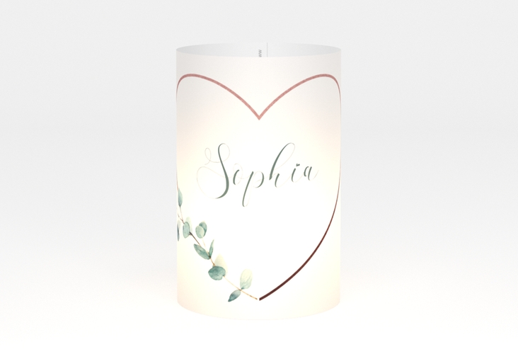 Windlicht Hochzeit Greenheart Windlicht rosa mit elegantem Herz und Eukalyptus-Zweig
