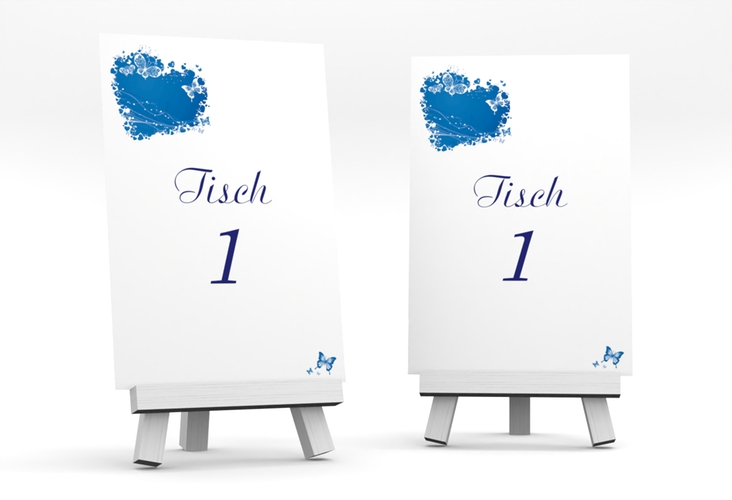 Tischnummer Hochzeit Mailand Tischaufsteller blau
