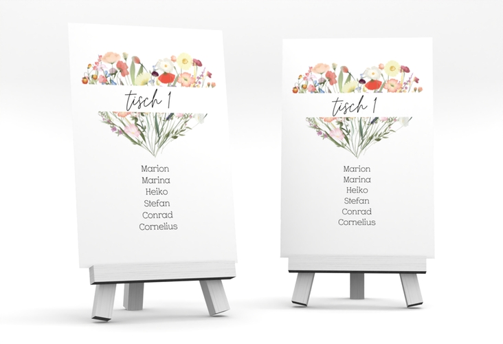 Tischaufsteller Hochzeit Wildblumenherz Tischaufsteller