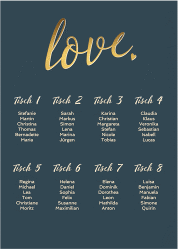 Klick: Details zu Sitzplan Poster Hochzeit "Glam" anzeigen Sitzplan Poster Hochzeit Glam 50 x 70 cm Poster blau