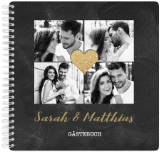 Klick: Details zu Gästebuch Hochzeit "Sparkly" anzeigen Gästebuch Hochzeit Sparkly Ringbindung gold