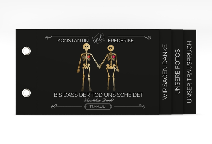 Danksagungskarte Hochzeit "Bones" Booklet schwarz