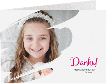 Klick: Details zu Danksagung Kommunion "Inizio" anzeigen Danksagung Kommunion Inizio A6 Klappkarte quer pink