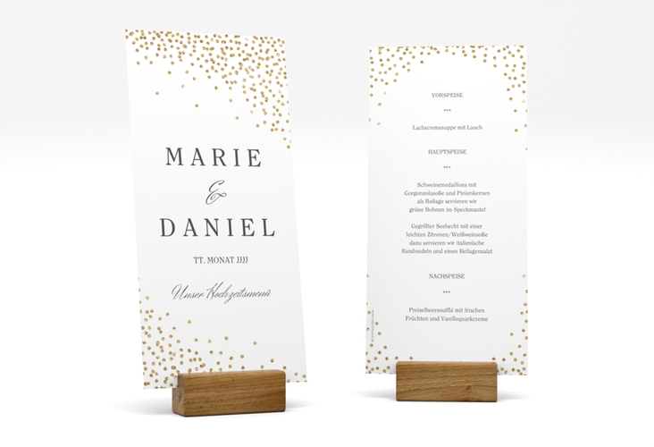 Menükarte Hochzeit Glitter lange Karte hoch
