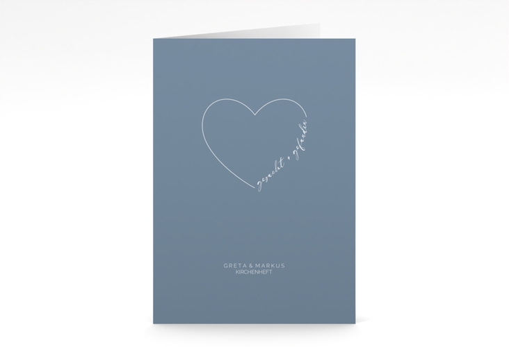Kirchenheft Hochzeit Lebenstraum A5 Klappkarte hoch blau hochglanz
