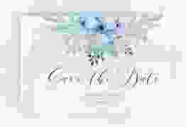 Save the Date-Karte Hochzeit Surfinia A6 Karte quer blau