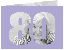 Klick: Details zu Einladung 80. Geburtstag "Numbers" anzeigen Einladung 80. Geburtstag Numbers A6 Klappkarte quer flieder