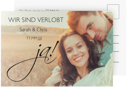 Klick: Details zu Verlobungskarte Hochzeit "Clarity" anzeigen Verlobungskarte Hochzeit Clarity A6 Postkarte schwarz