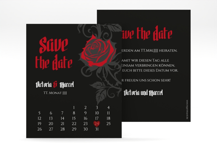 Save the Date-Kalenderblatt Red Rose Kalenderblatt-Karte
